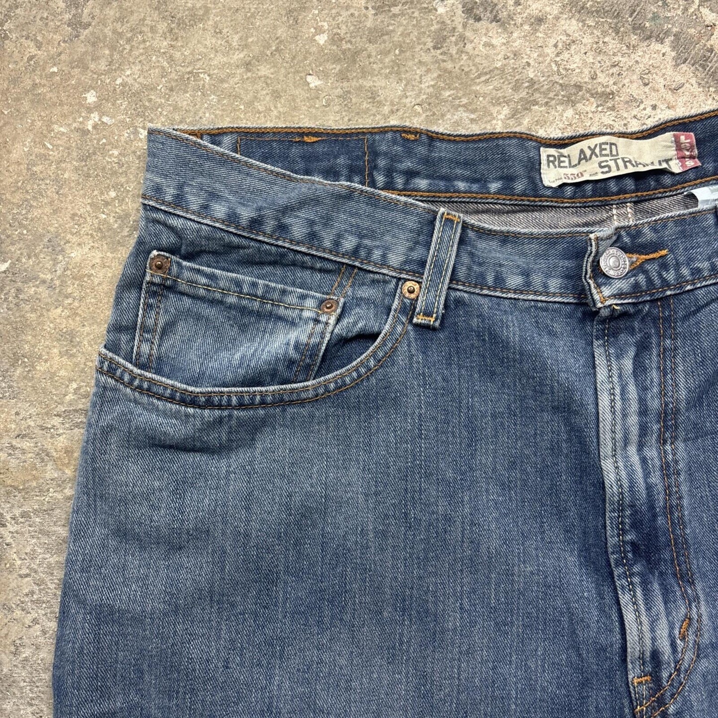 Blue Denim Levi’s 559 Relaxed Cut Off Jean Shorts | W38"