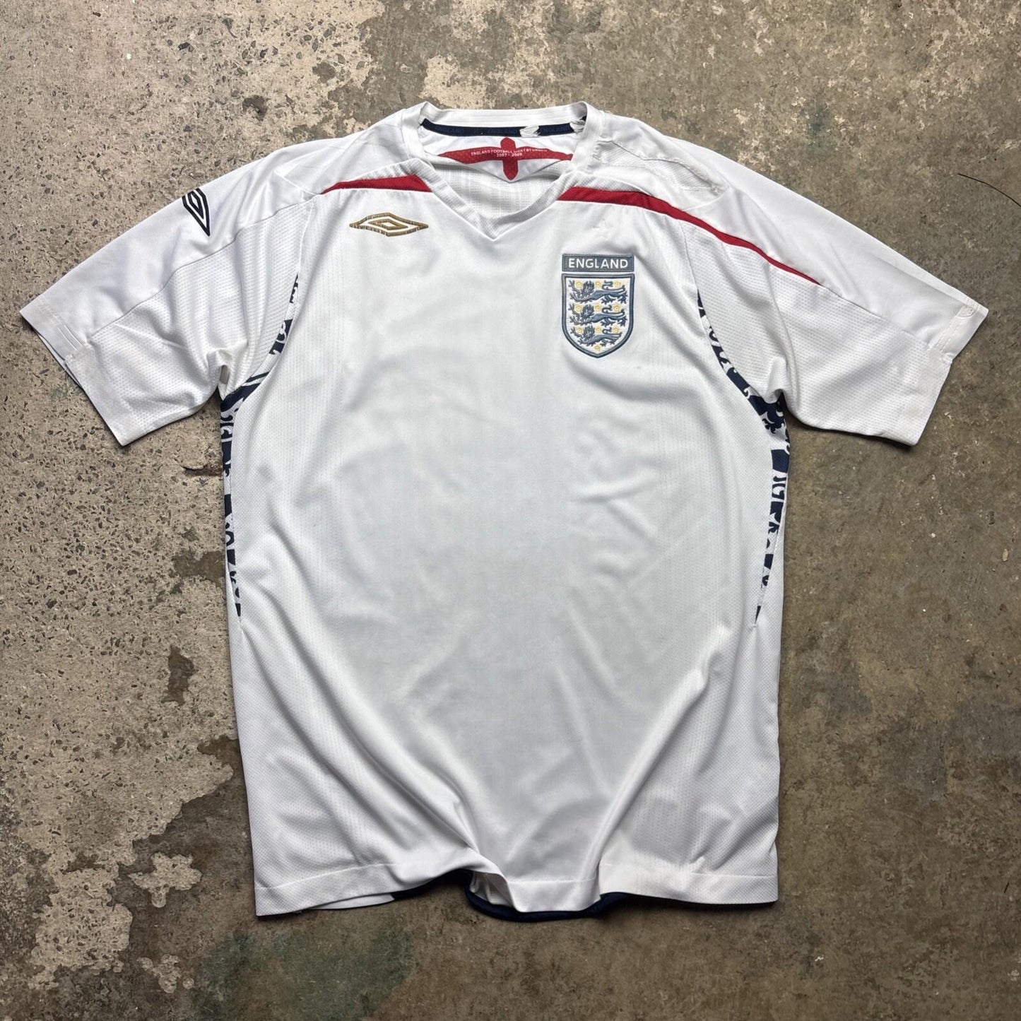 2007-09 White Umbro England Football Men’s Shirt | L