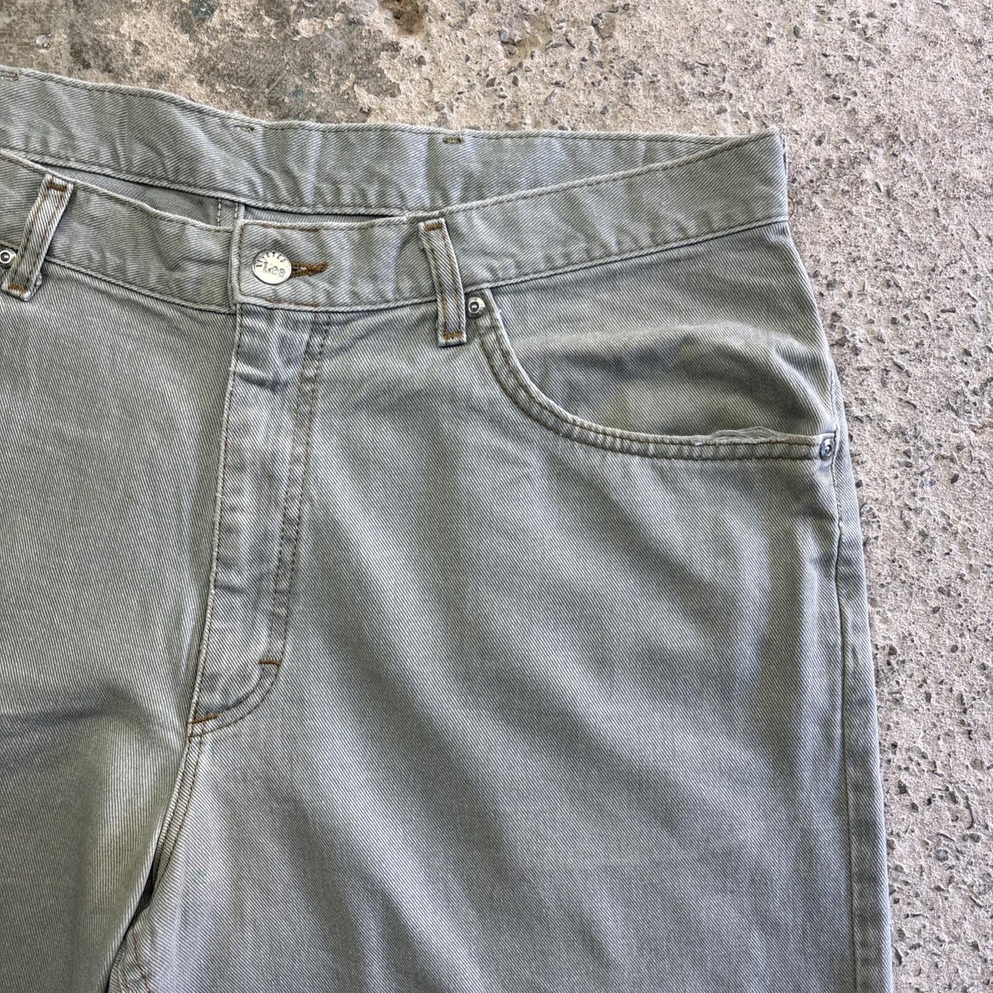 Grey Denim Lee Relaxed Fit Denim Jean Shorts | W38"