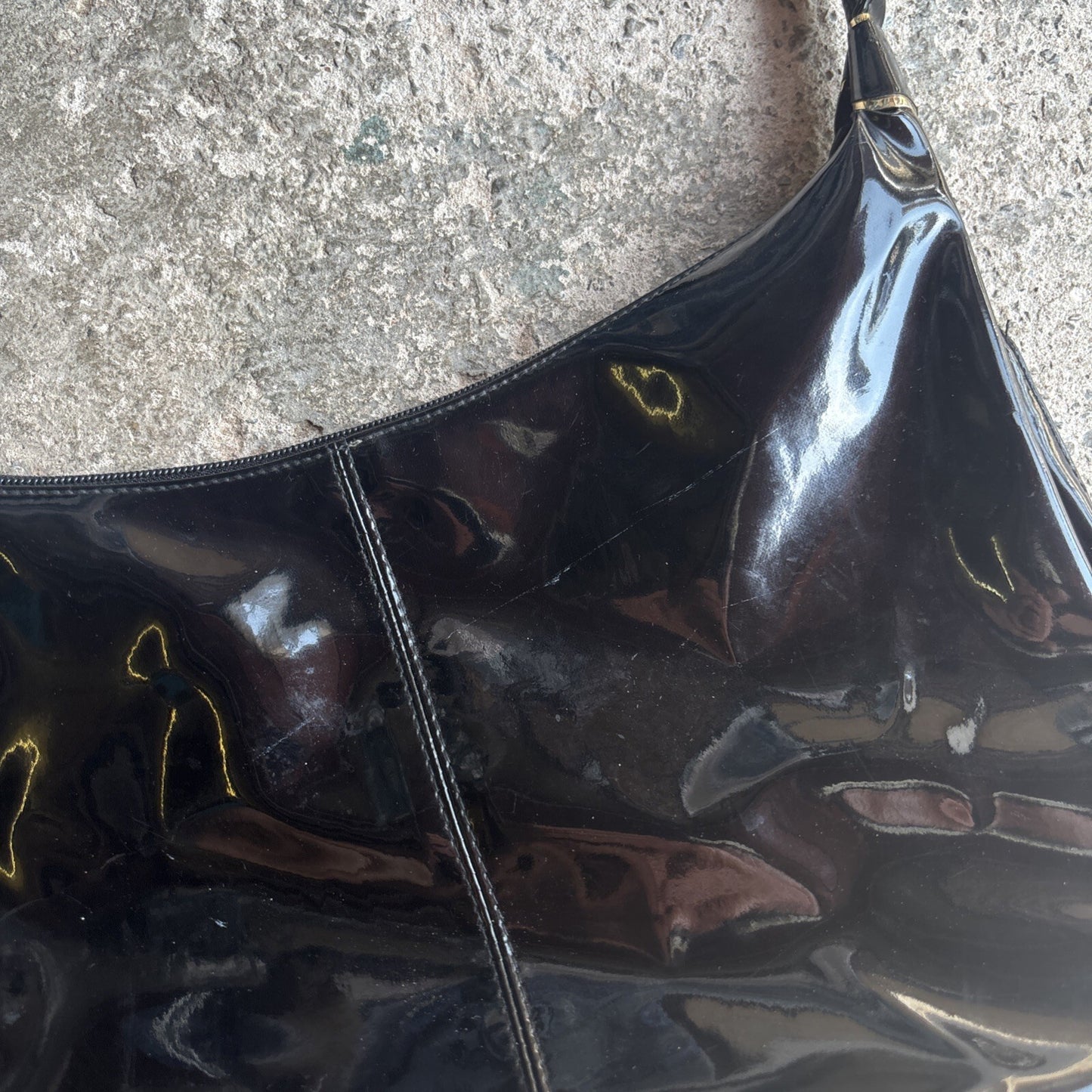 Black Patent Shilton Shoulder Bag | One Size