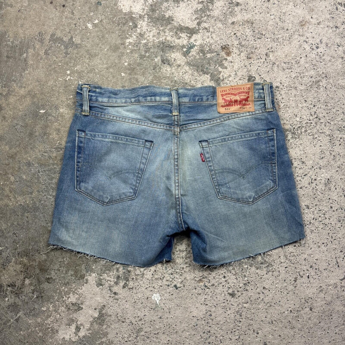 Faded Blue Denim Levi’s 511 Cut Off Jean Shorts | W34"