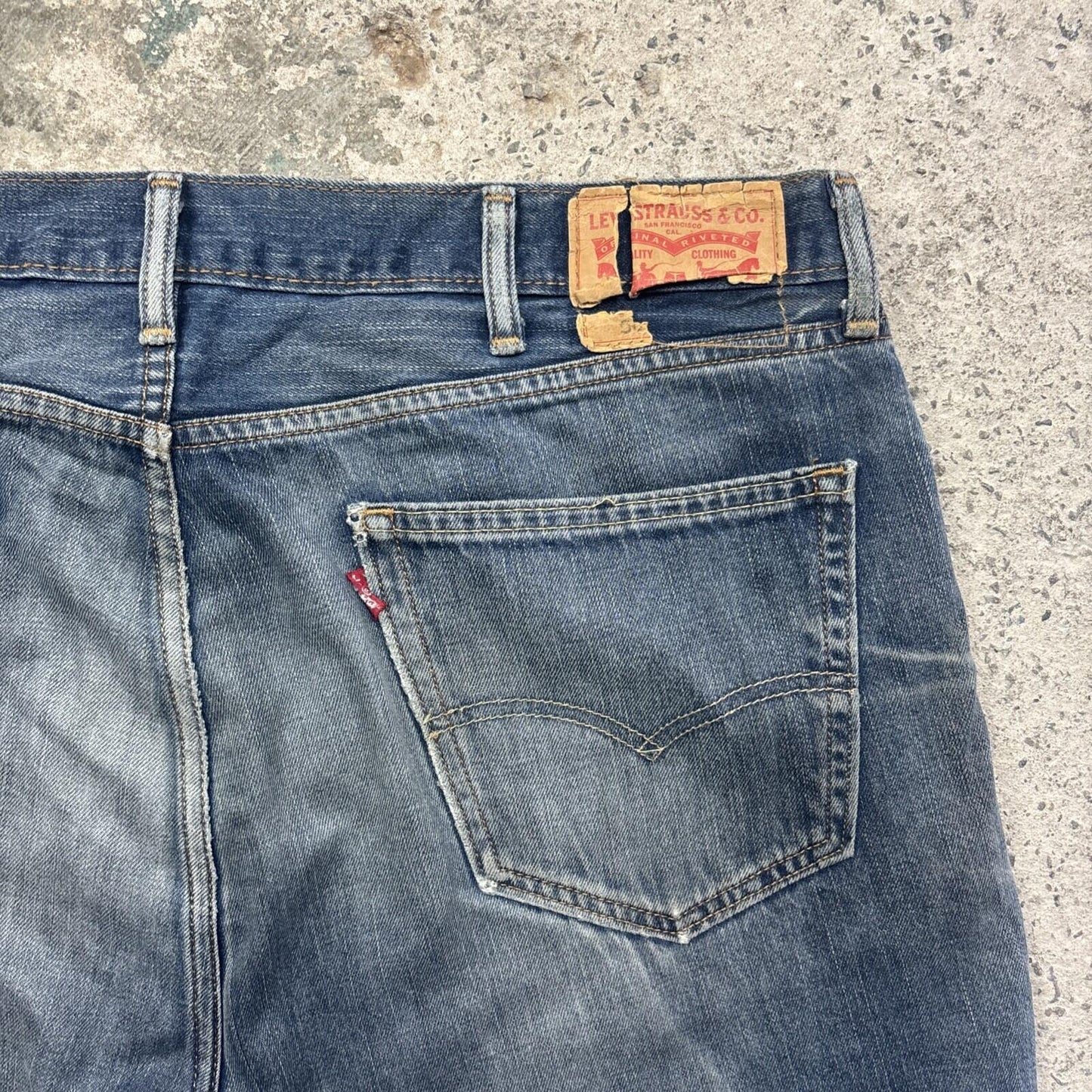 Blue Washed Denim Levi’s Cut Off Jean Shorts | 40"