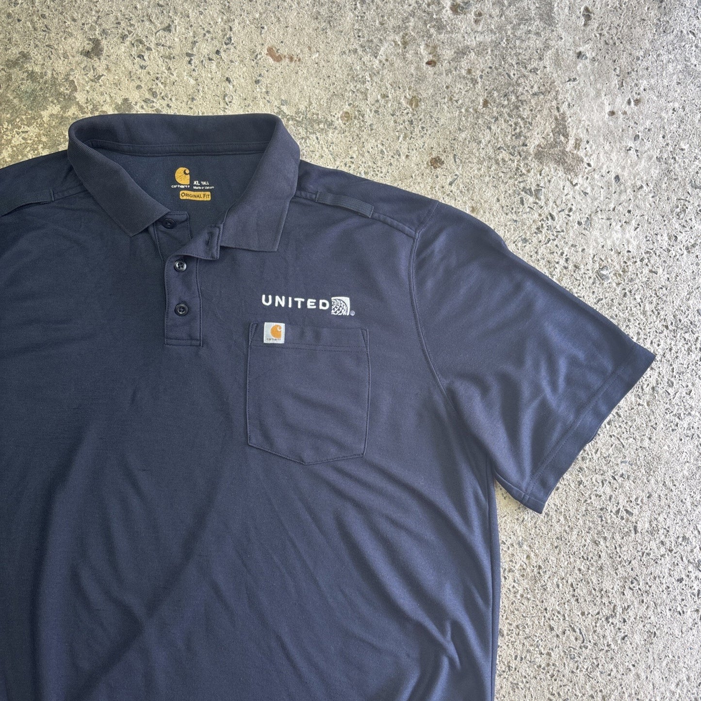 Navy Carhartt Embroidered Chest Pocket Polo Shirt | Size   XL (Tall)