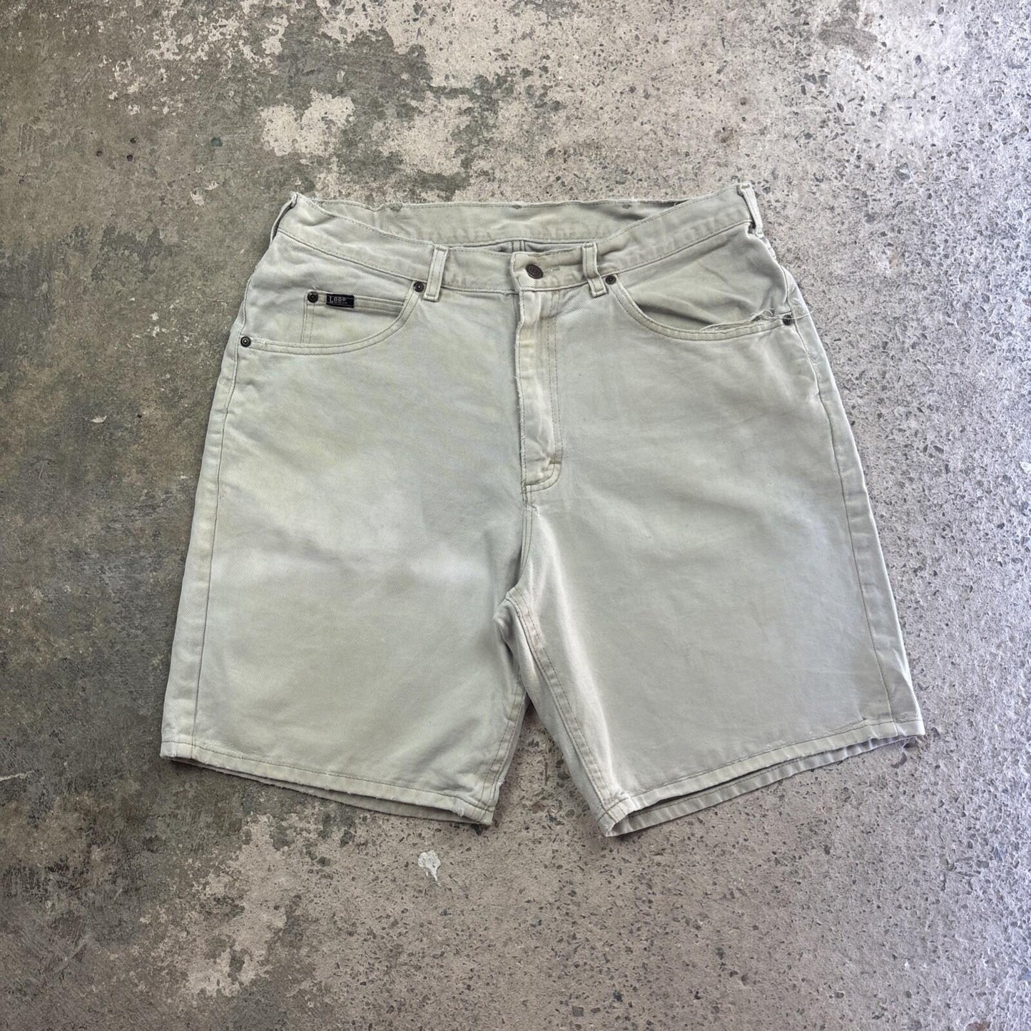 Vintage Beige Lee Relaxed  Jean Shorts | W36"