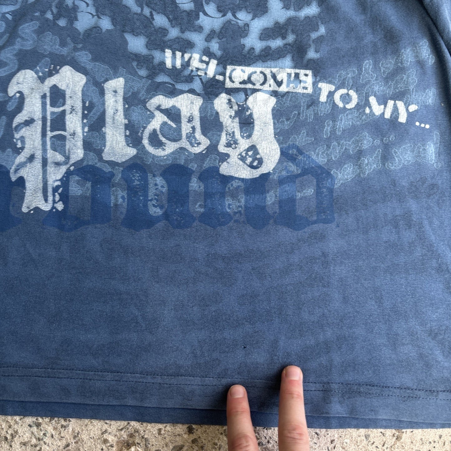 Blue O’Neil Y2K Graffiti Print Long-Sleeve T-Shirt | Size M