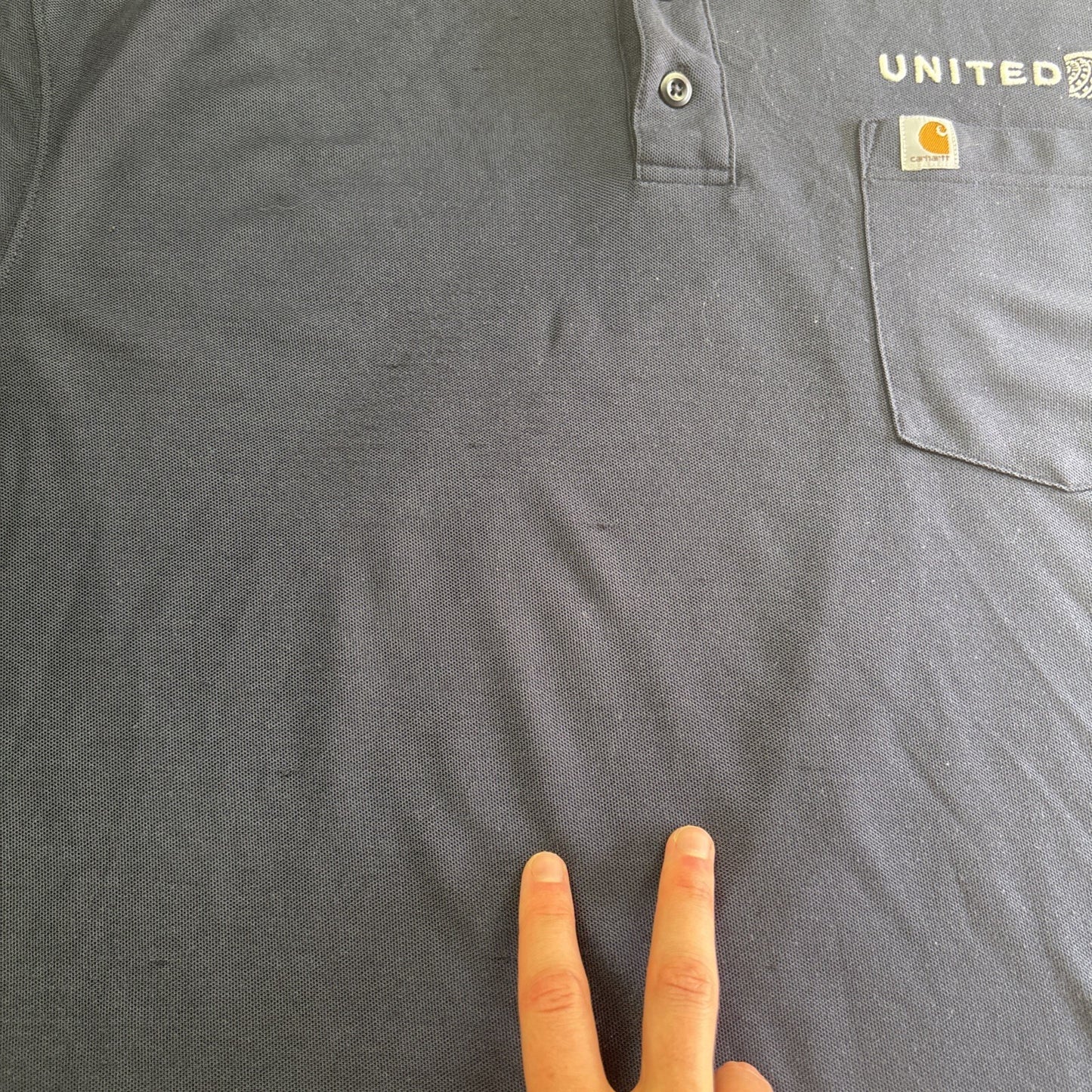 Navy Carhartt Embroidered Chest Pocket Polo Shirt | Size   XL (Tall)