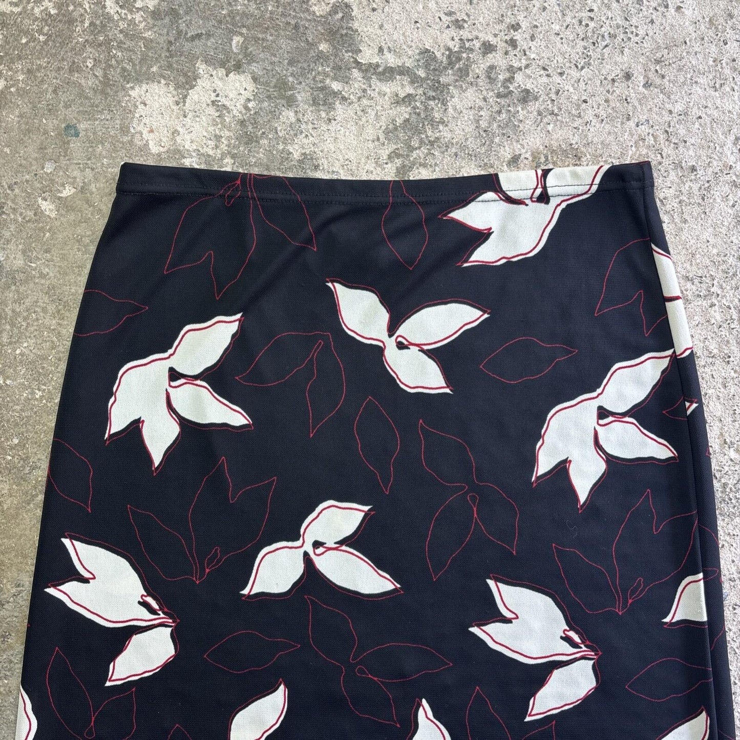 Black & White Floral Hennes Midi Skirt | M
