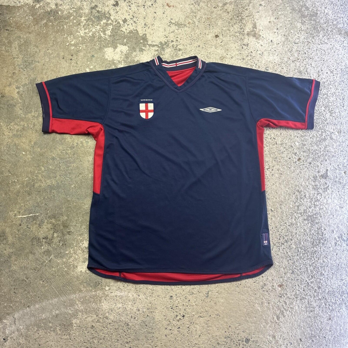 Navy & Red Reversible England Umbro 2002/2004 Football Shirt | Size XL