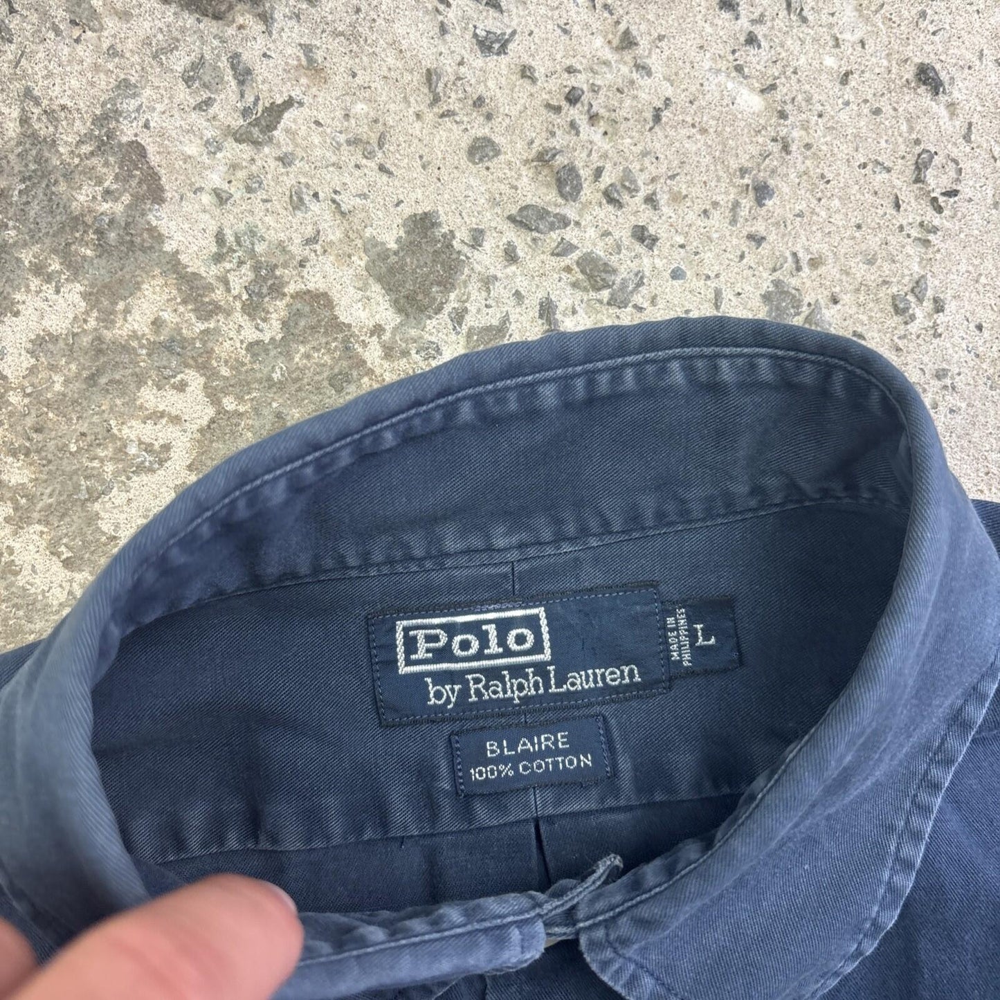 Vintage Navy Polo Ralph Lauren 100% Blaire Cotton Men’s Shirt | L