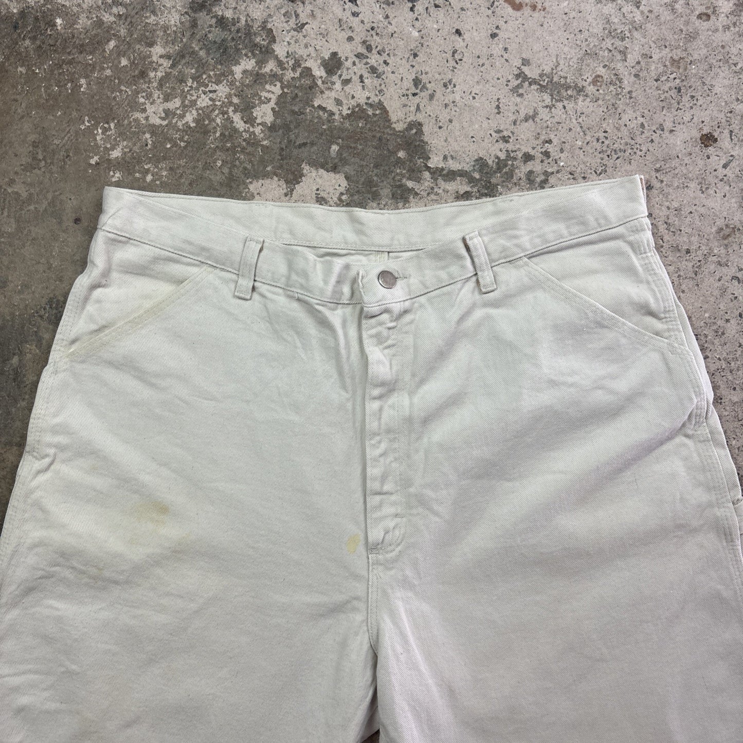 Cream Wrangler Cotton Carpenter Shorts | W38"