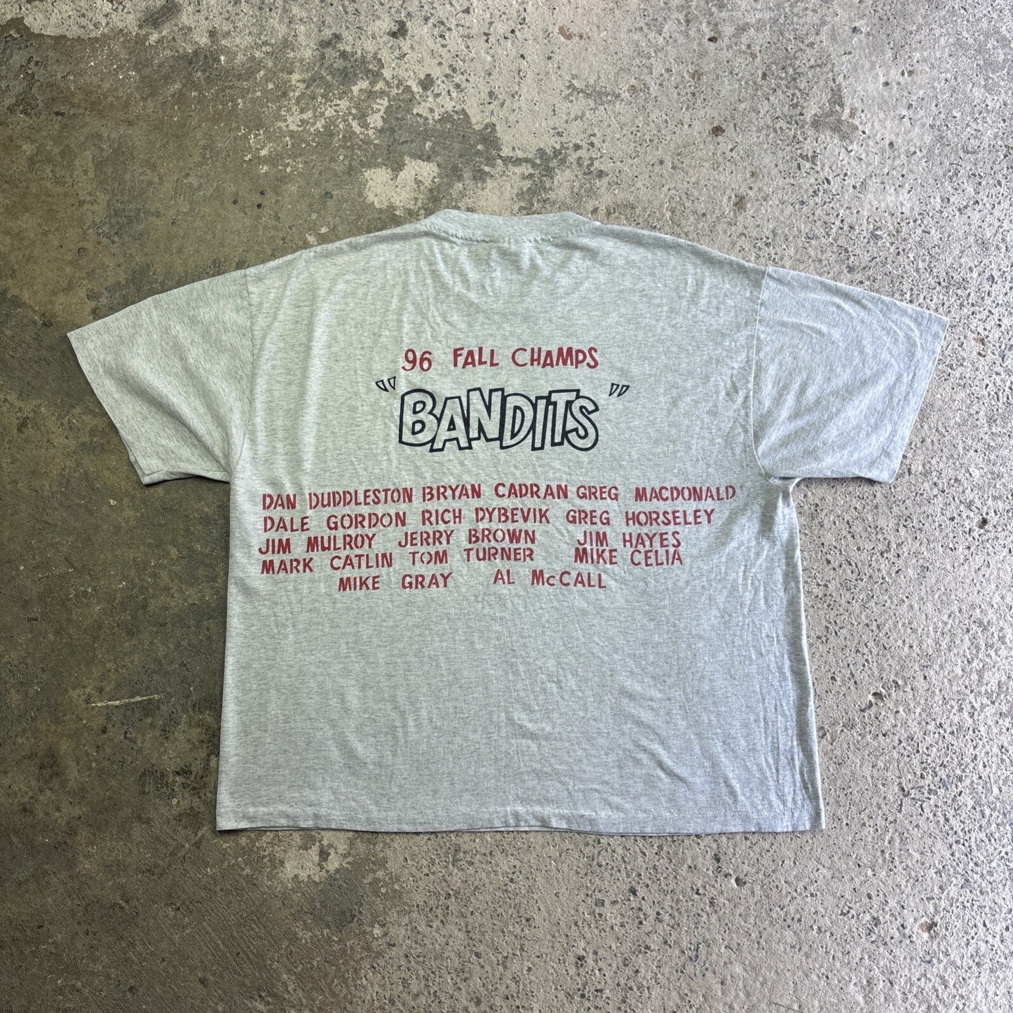 Vintage 90s Grey Graphic Baseball Single Stitch T-shirt | Size: XL