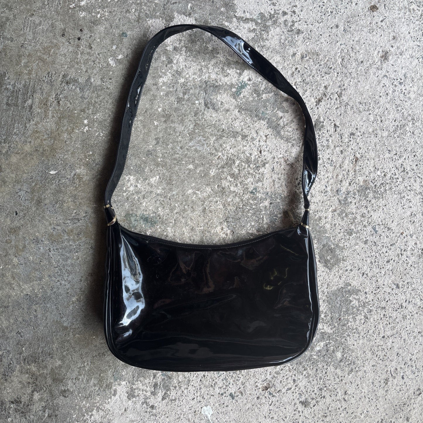 Black Patent Shilton Shoulder Bag | One Size