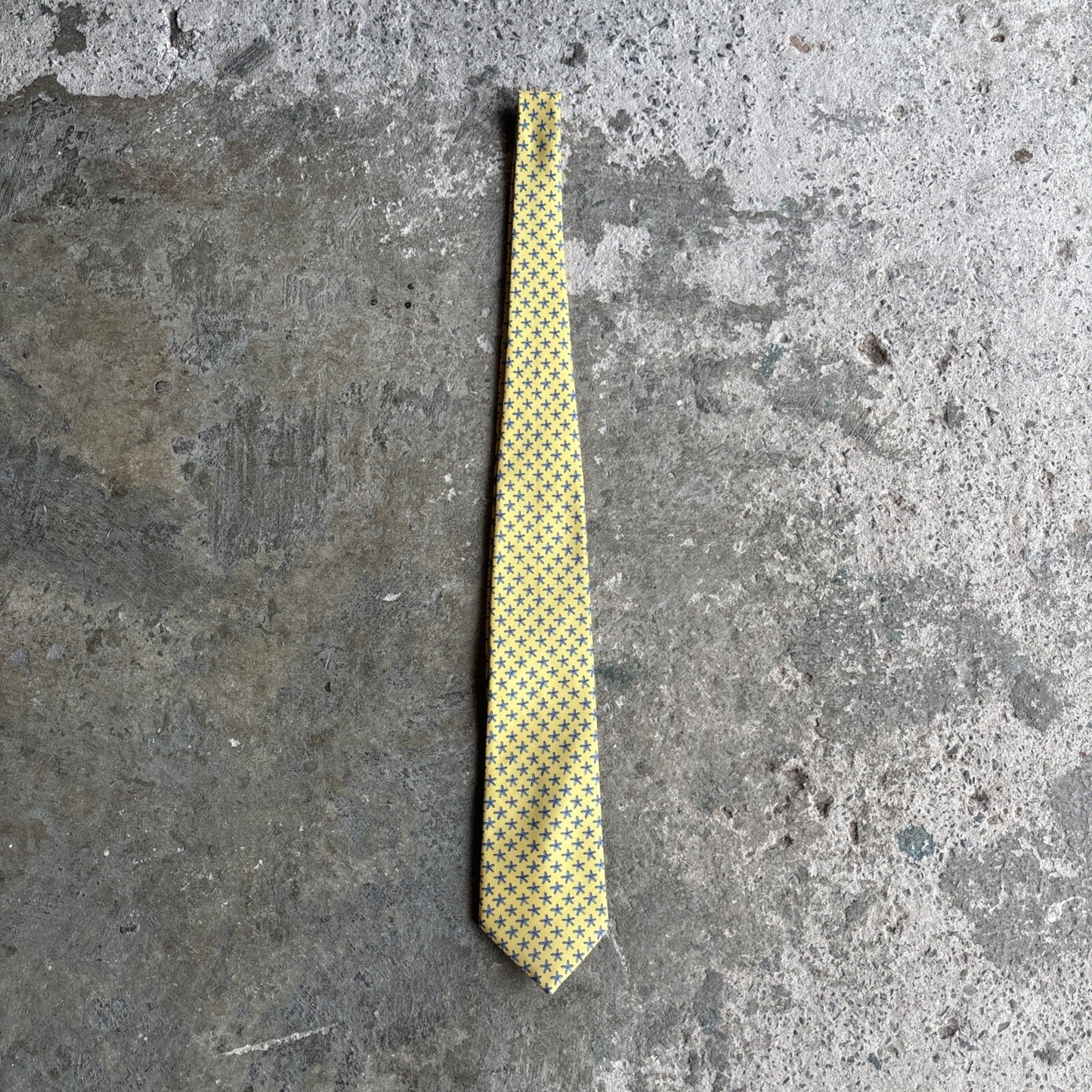 Yellow & Blue Patterned Silk Tie | One Size