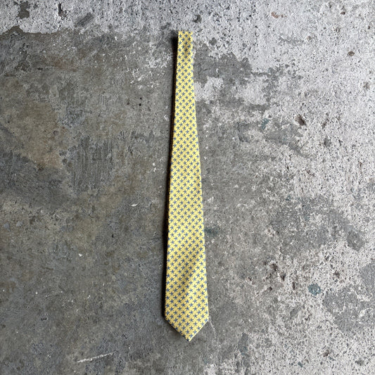 Yellow & Blue Patterned Silk Tie | One Size