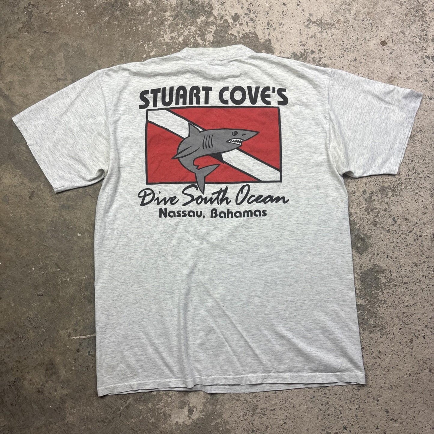 Grey Made In USA Single Stitch Tee With Diving Graphic | L