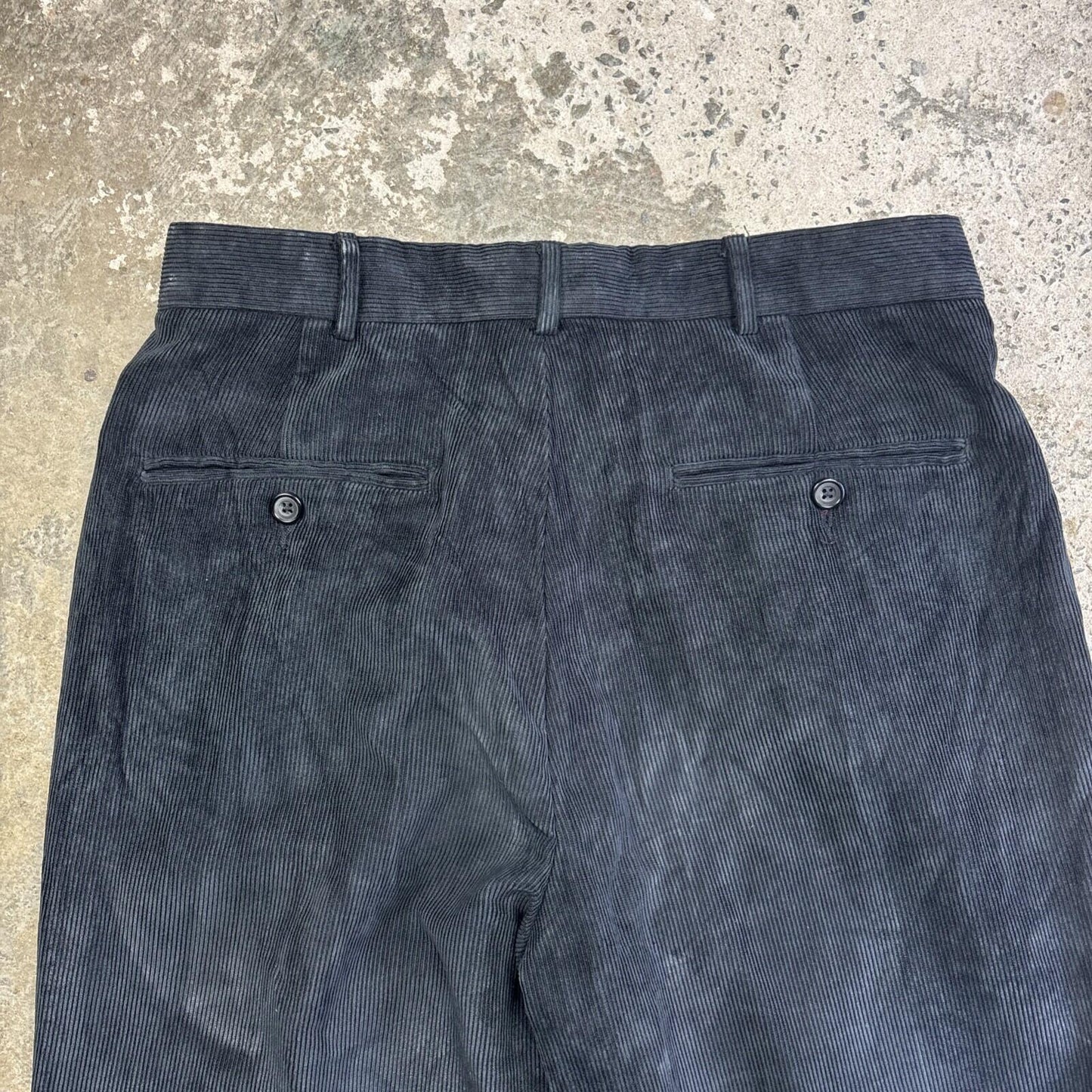 Black Corduroy George Straight Trousers | W30