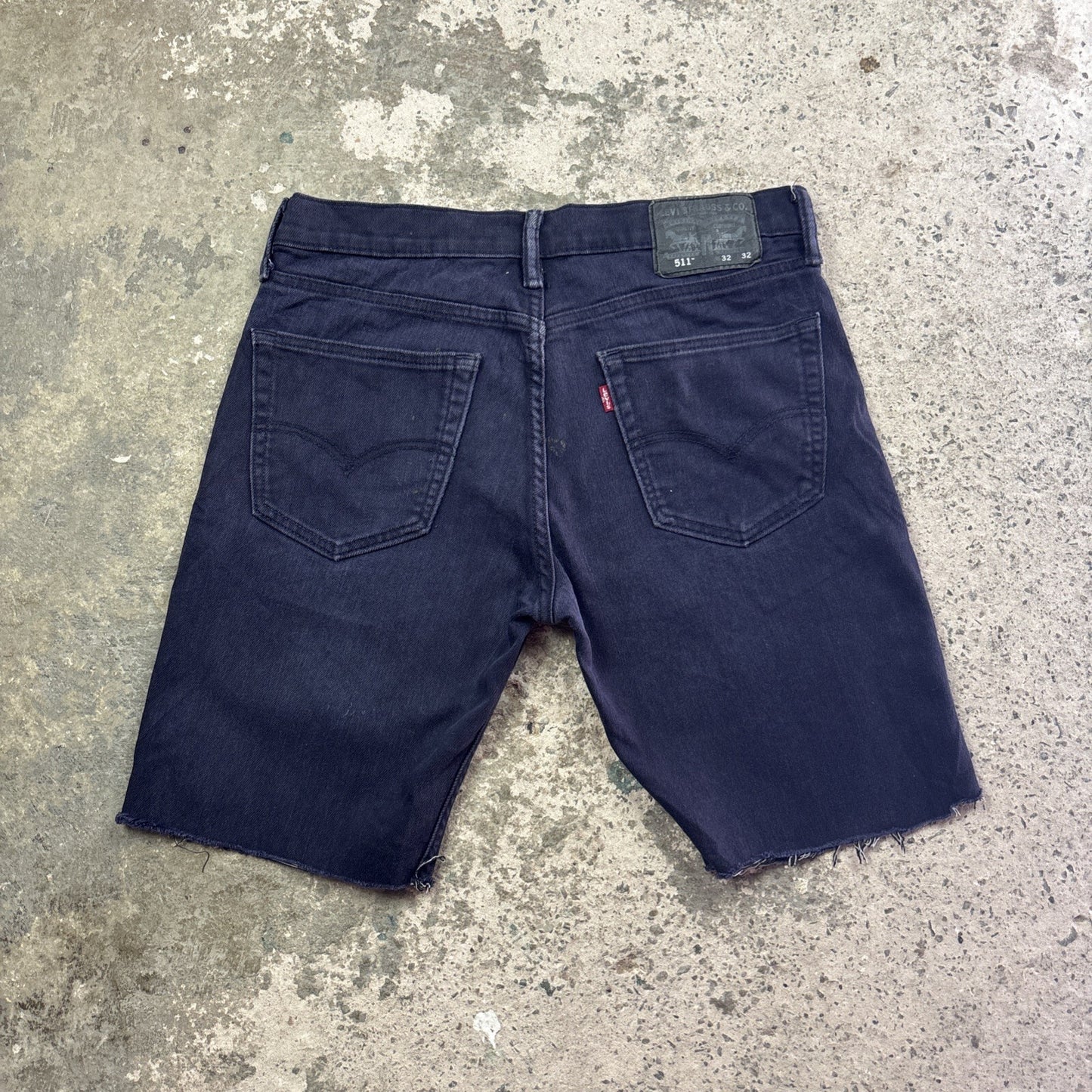 Dark Blue Levis 511 Cut Off Denim Jean Shorts | W32"