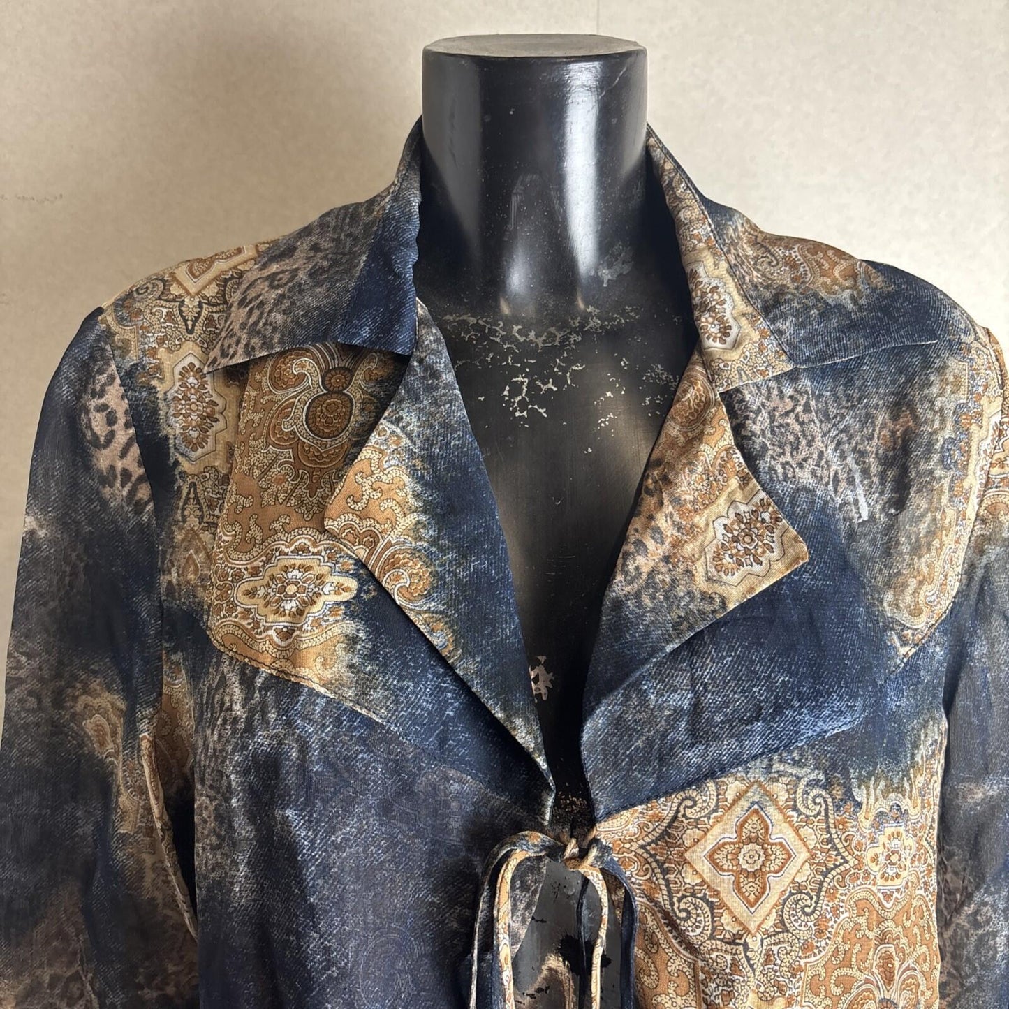 Y2K Women’s Freda’s Navy And Leopard Print Blouse | Size 14