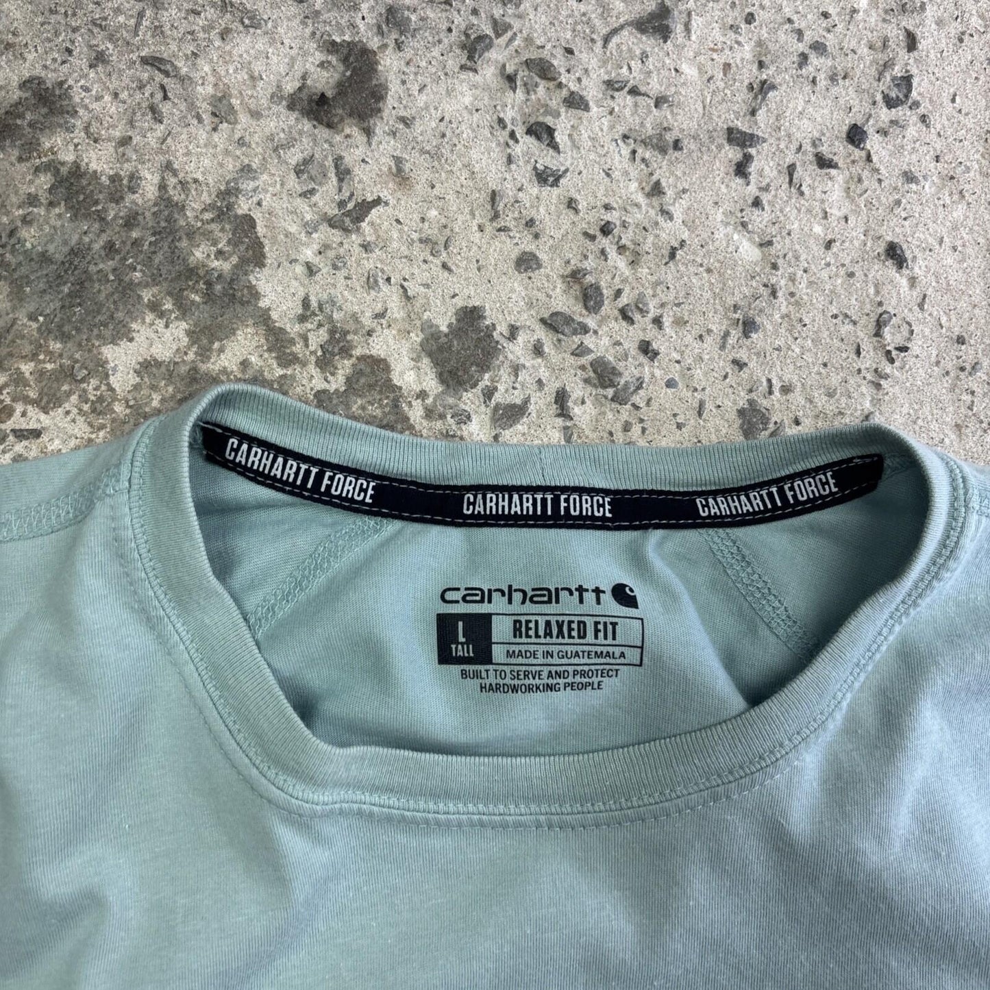 Light Blue Carhartt Force Single Pocket Men’s T-shirt - Size L (Tall)