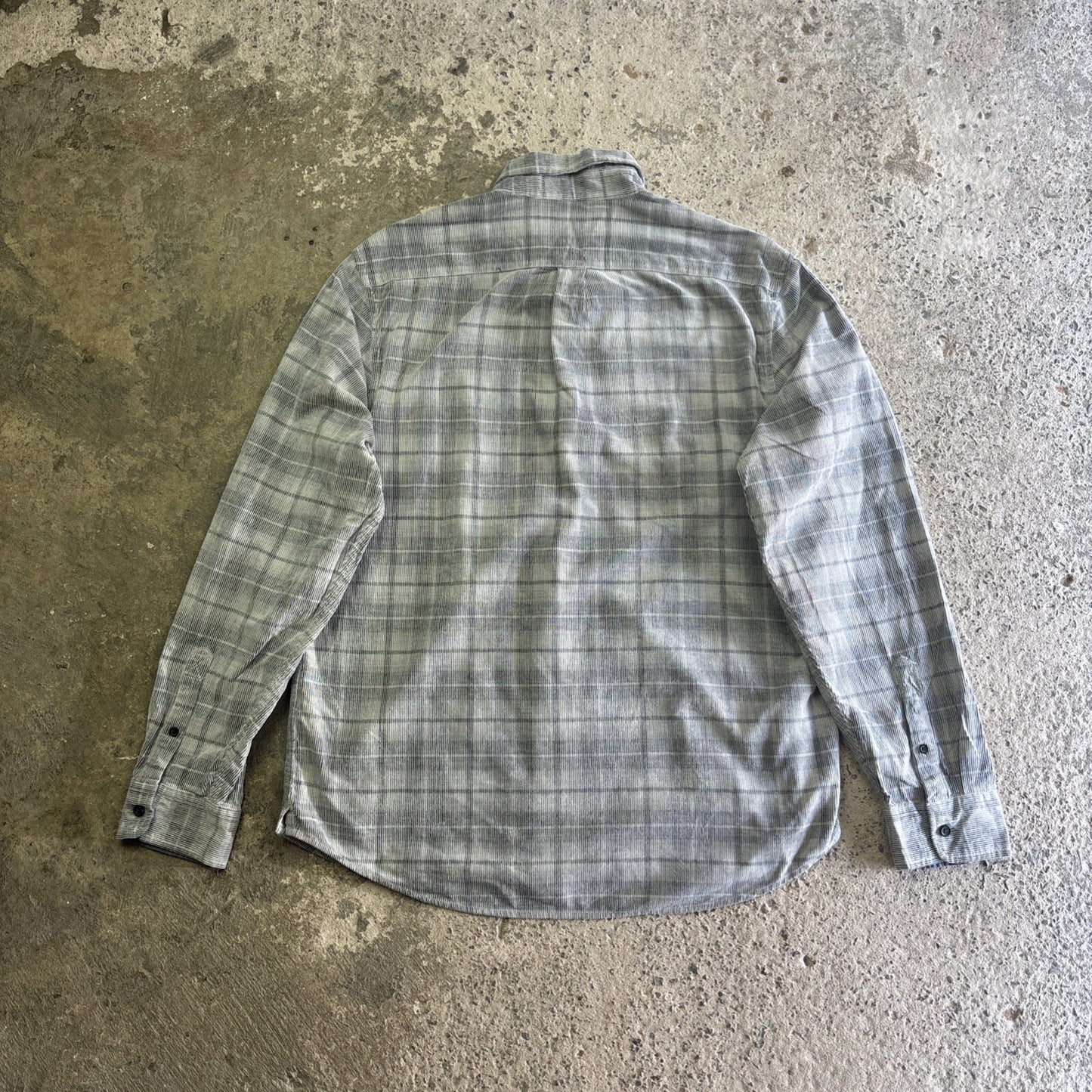 Grey Checkered Corduroy Long Sleeve Shirt | Size L