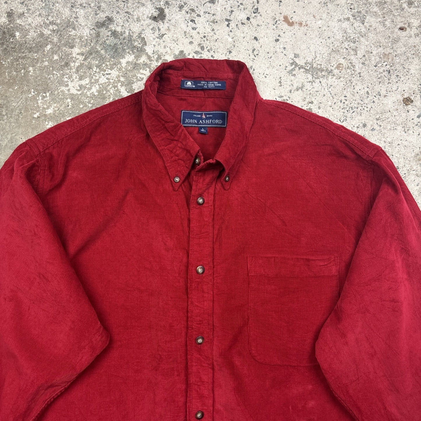 Red Corduroy John Ashford Long Sleeve Button Up Shirt | Size: L