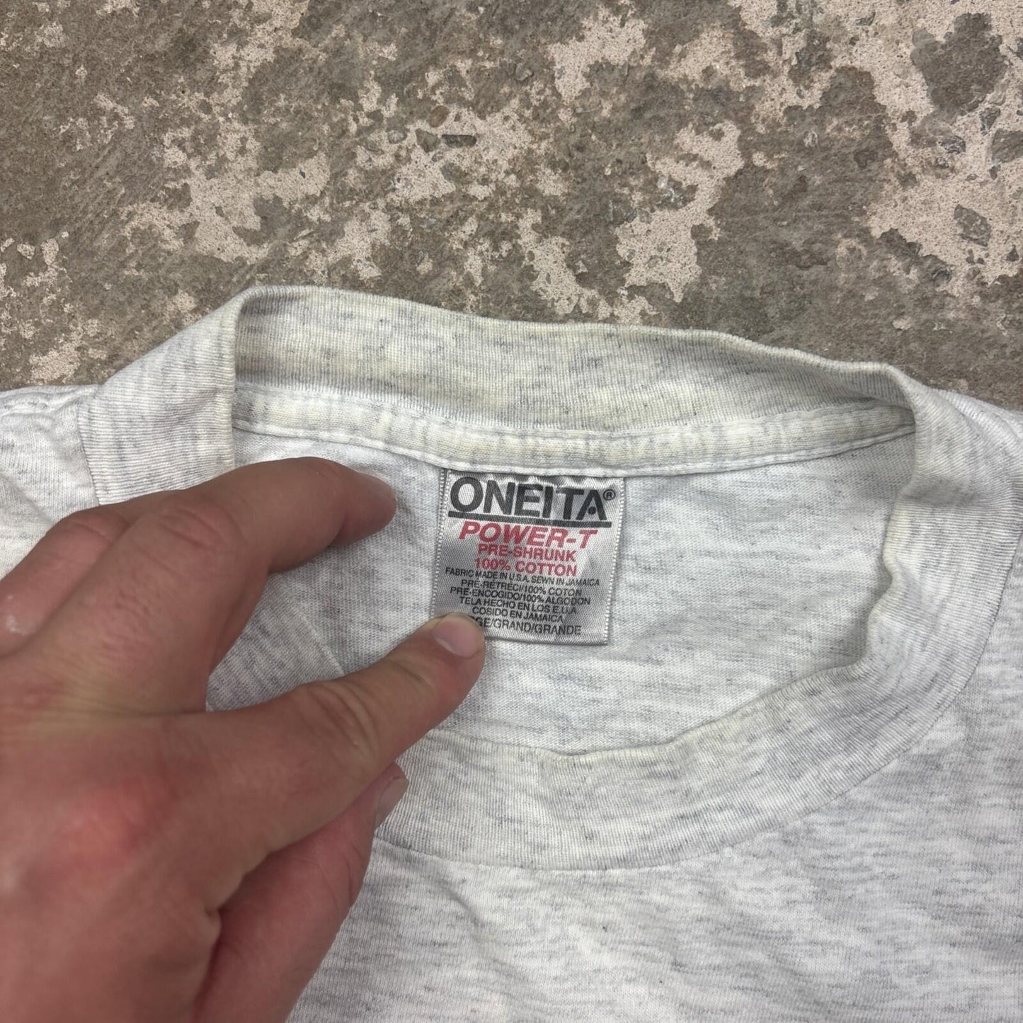 Grey Made In USA Single Stitch Tee With Diving Graphic | L