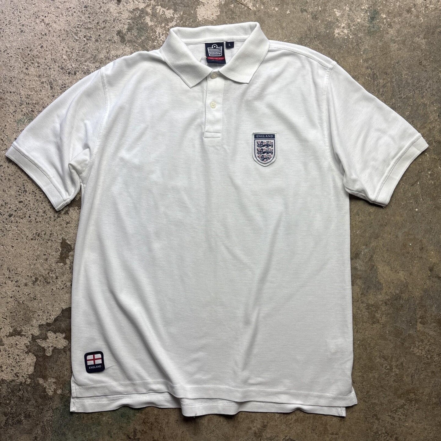 Vintage White Admiral England Football Polo Shirt | L