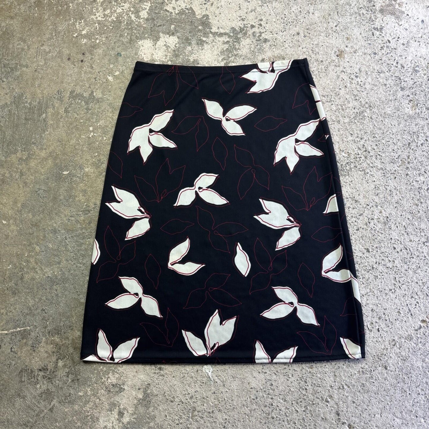 Black & White Floral Hennes Midi Skirt | M