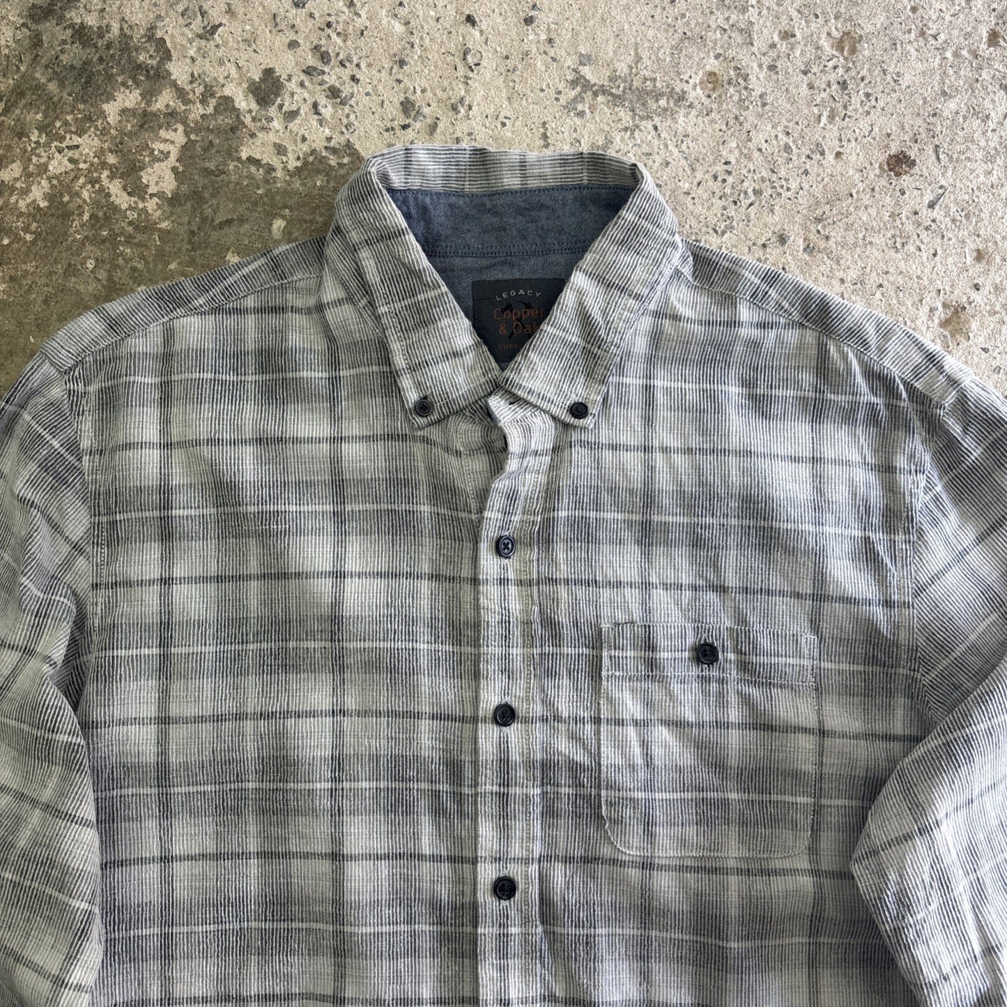 Grey Checkered Corduroy Long Sleeve Shirt | Size L