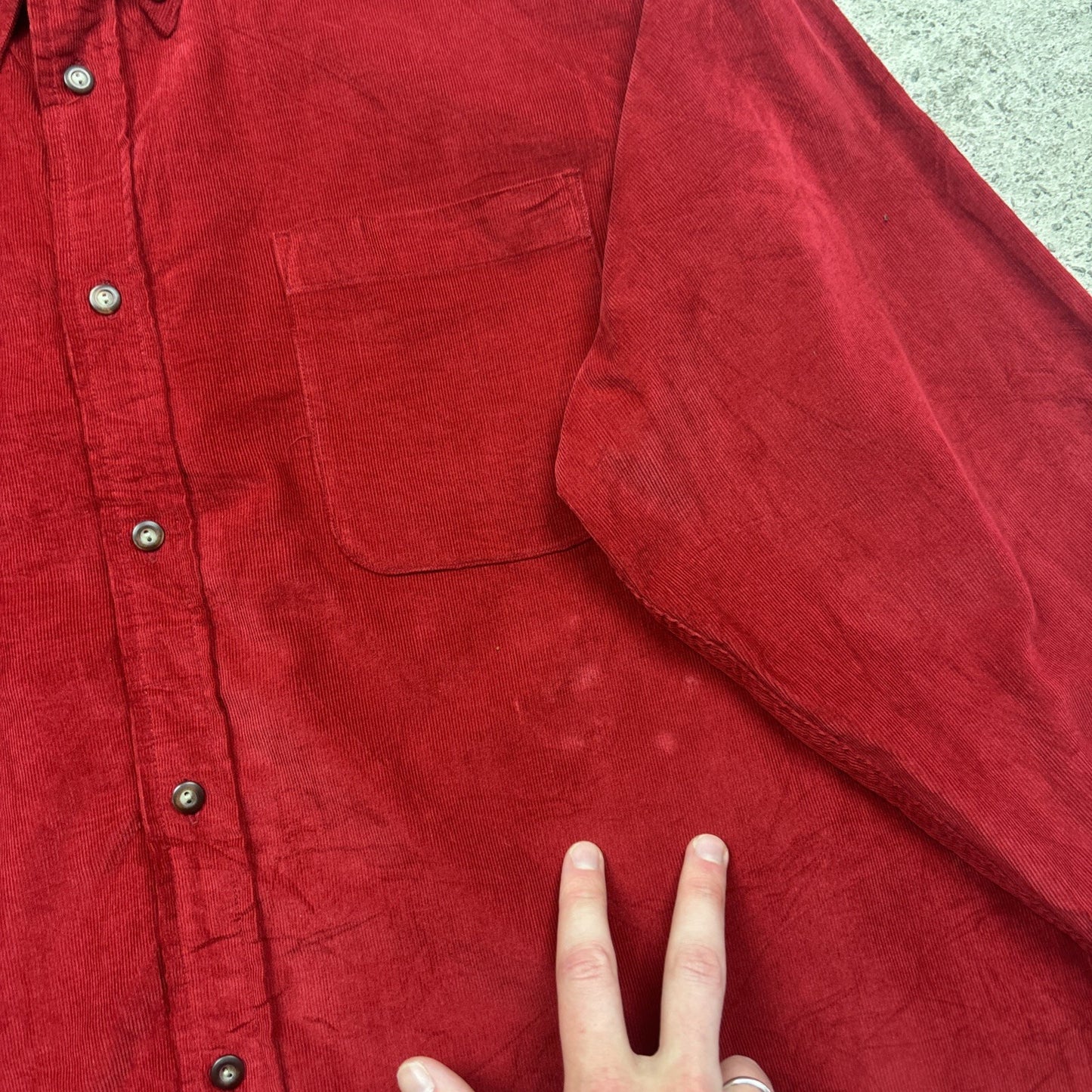 Red Corduroy John Ashford Long Sleeve Button Up Shirt | Size: L