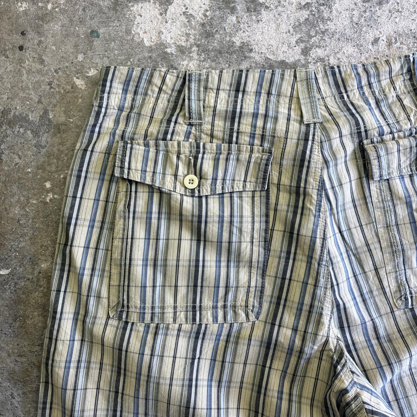 Green & Blue Checkered Lee Cotton Shorts | W36"
