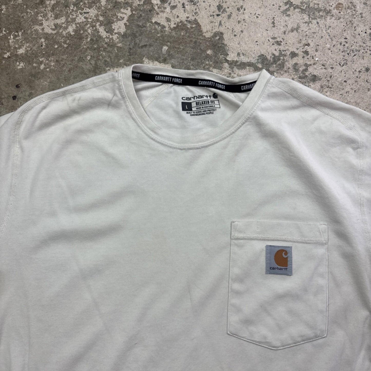 Cream Carhartt Force Relaxed Fit Single Pocket Men’s T-shirt | Size L