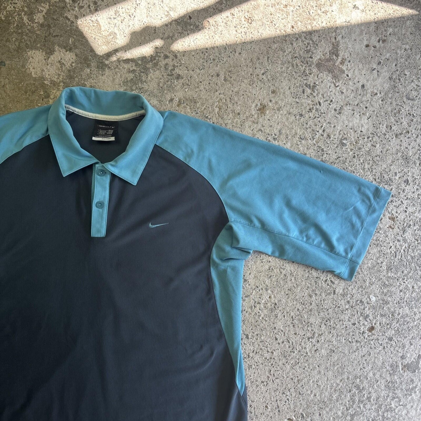 Navy & Blue Nike Dri-Fit Golf Button Up Polo Shirt | Size: L