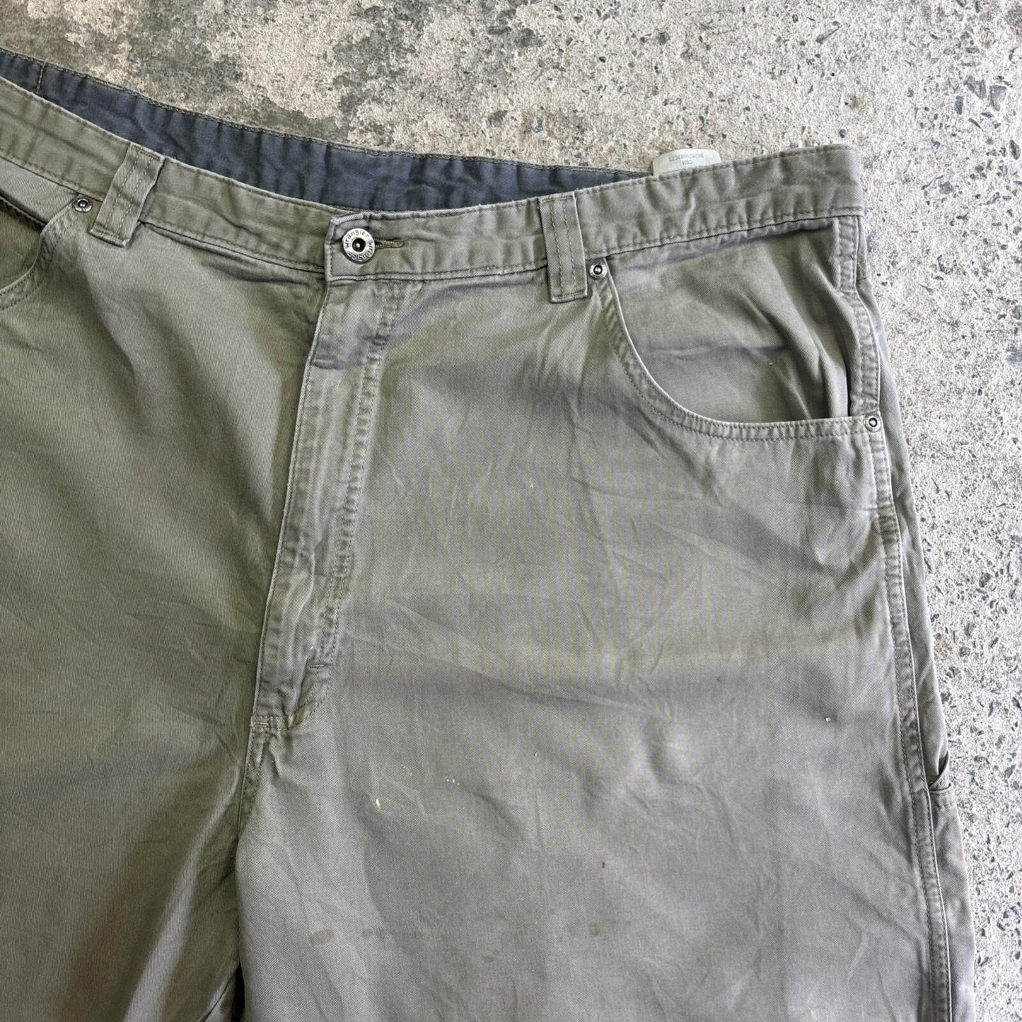 Khaki Green Cotton Wrangler Carpenter Shorts | W42