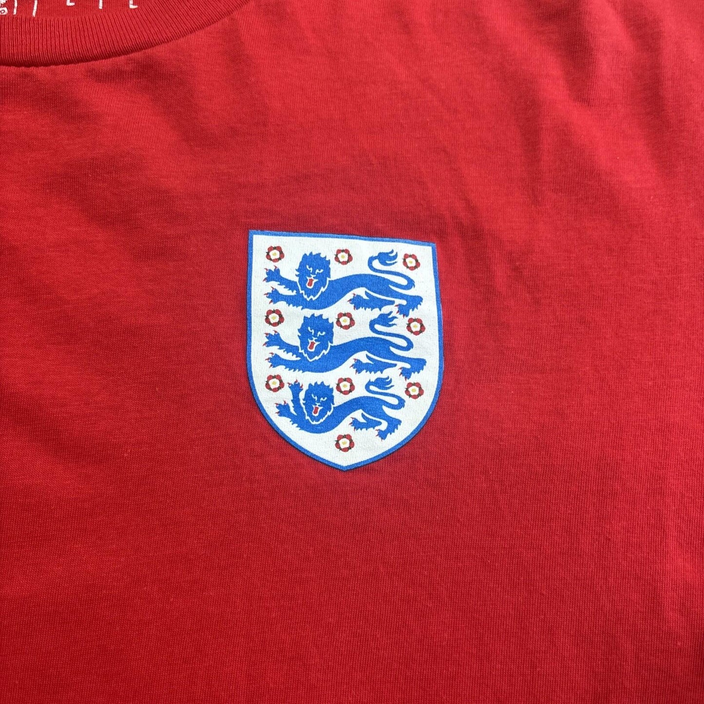 Red England Football Logo Print T-shirt | Size L