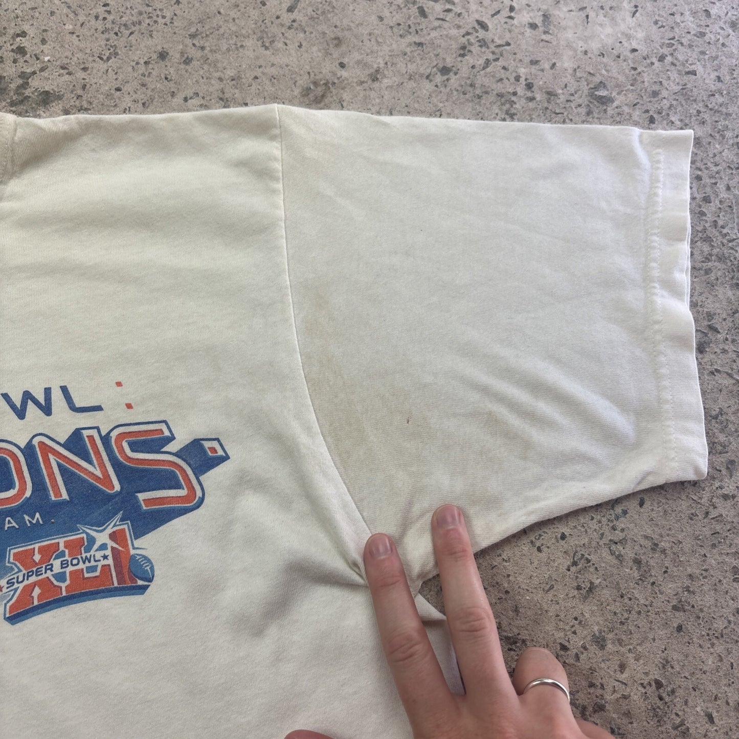 Vintage White Reebok Super Bowl 2007 Graphic T-Shirt | XL