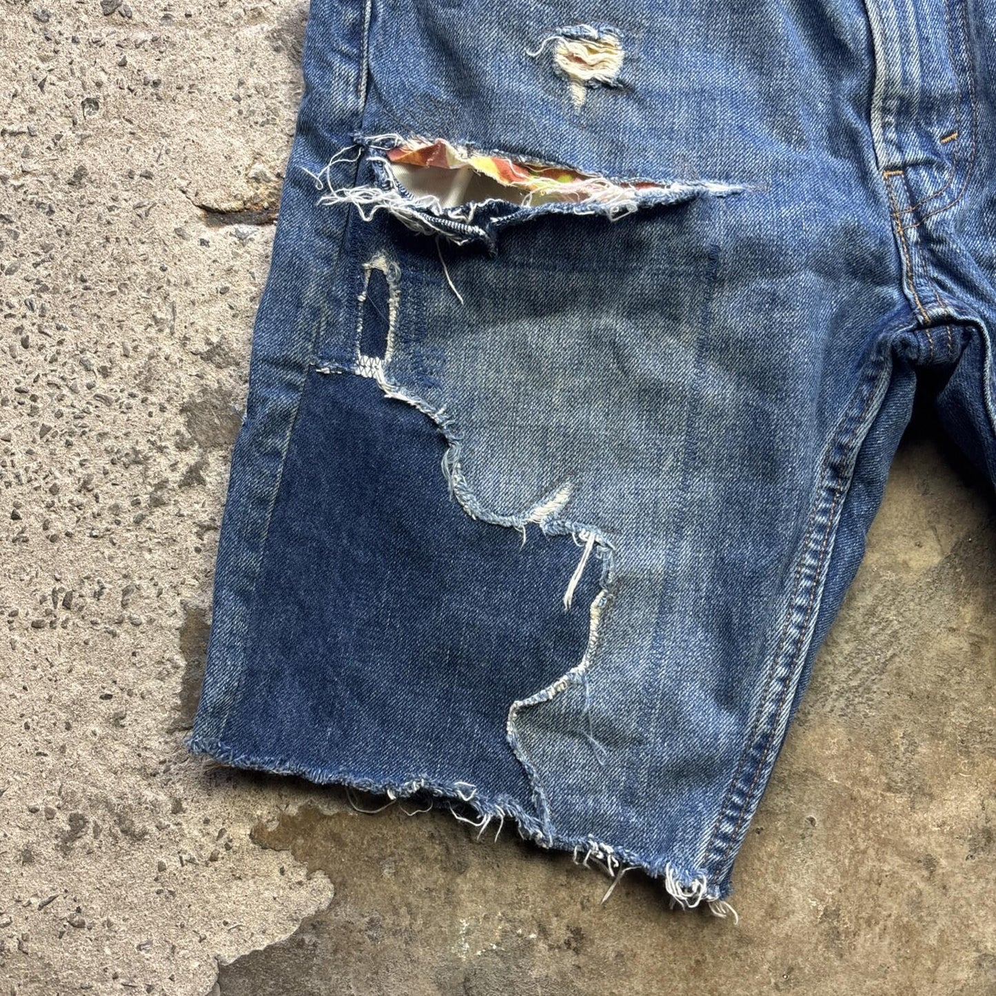 Distressed Levi’s 505 Blue Denim Cut Off Shorts - W30