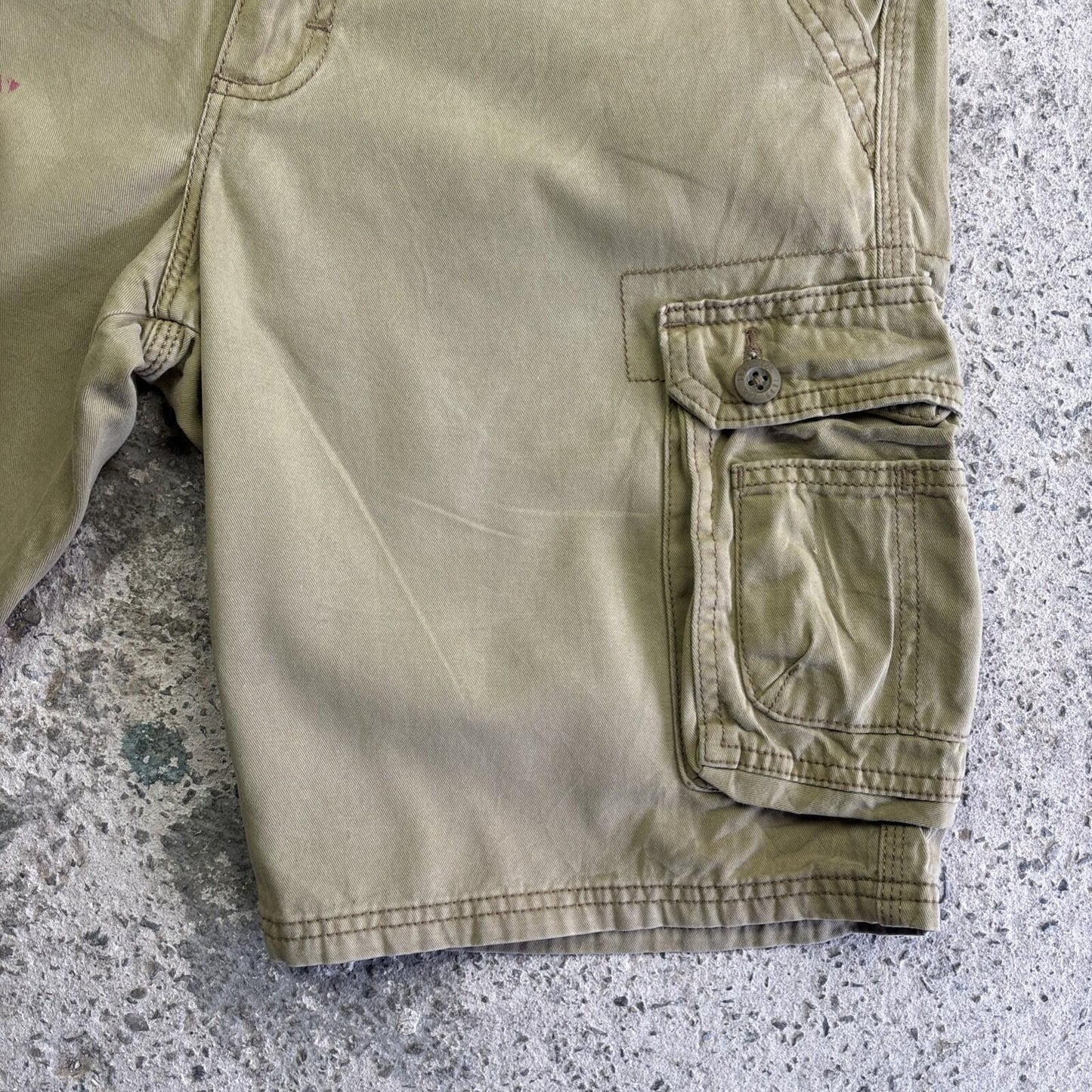Khaki Green Cotton Lee Cargo Shorts | W30