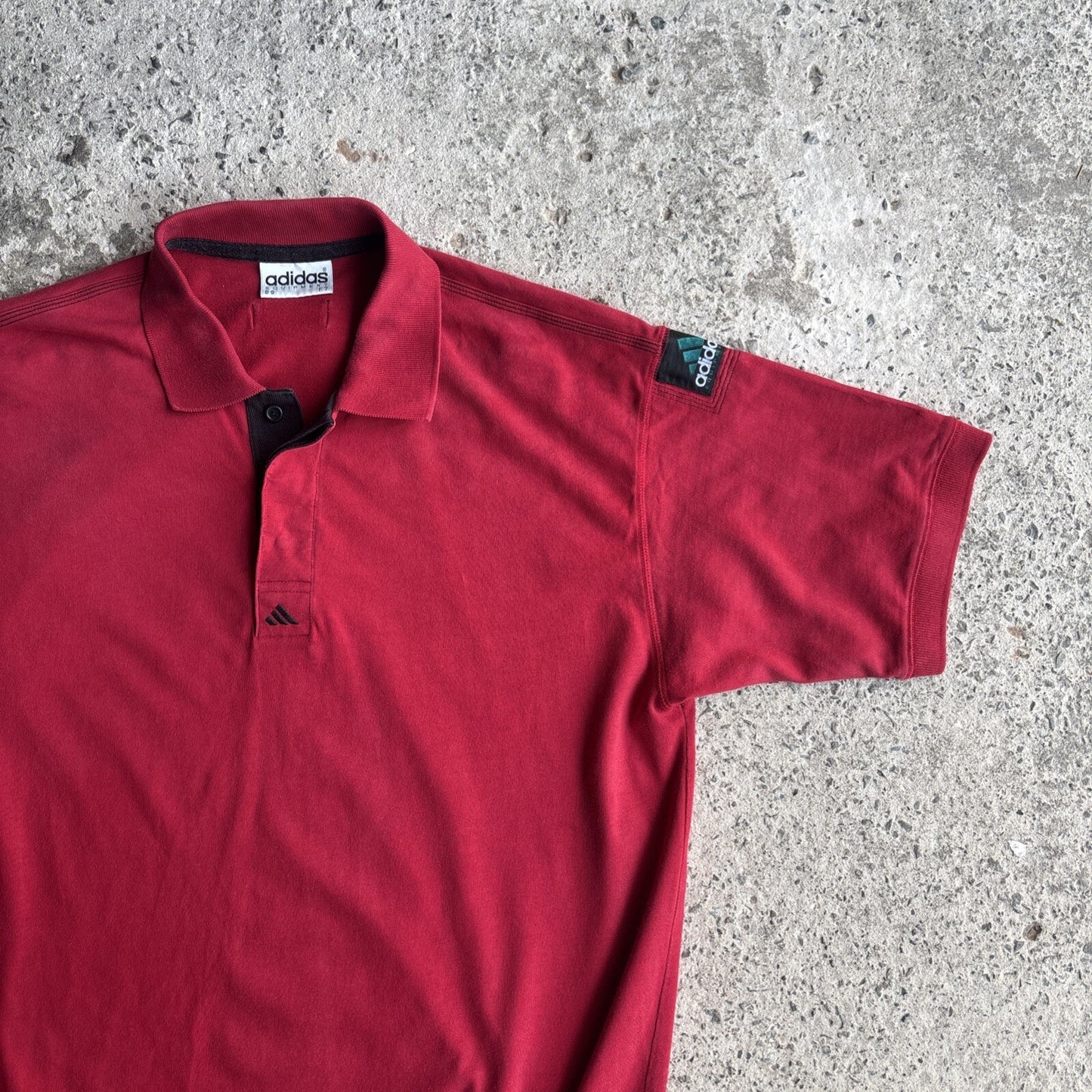 Vintage 90s Red Adidas Button Up Polo Shirt | Size: XL