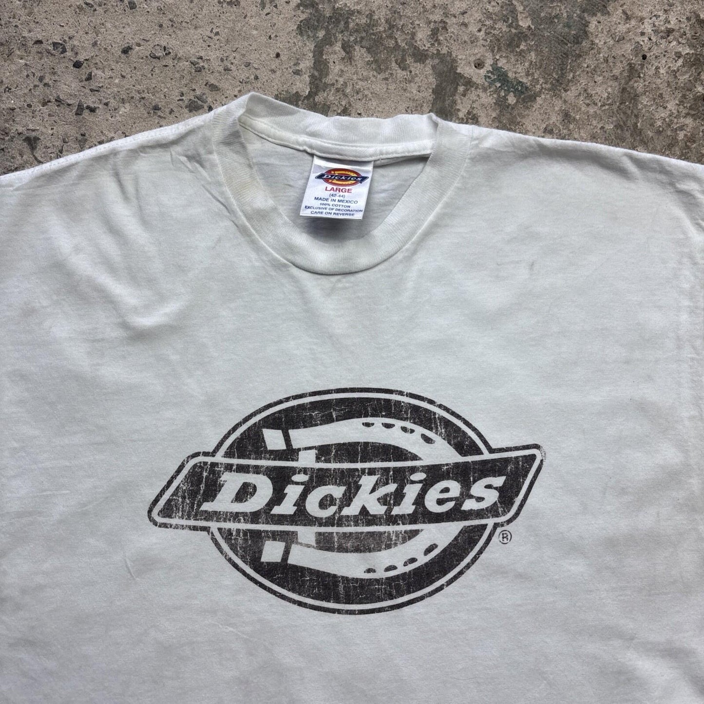 Vintage White Dickies Logo Graphic Men’s T-shirt | L
