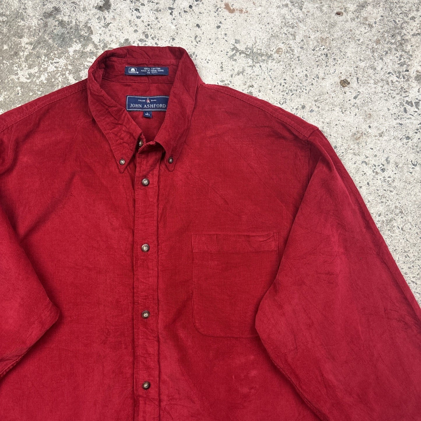 Red Corduroy John Ashford Long Sleeve Button Up Shirt | Size: L