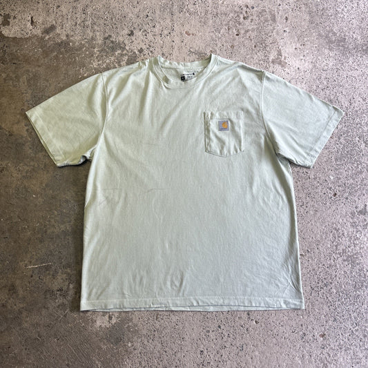 Light Green Carhartt Chest Pocket T-Shirt W/ Embroidered Logo | Size: XL