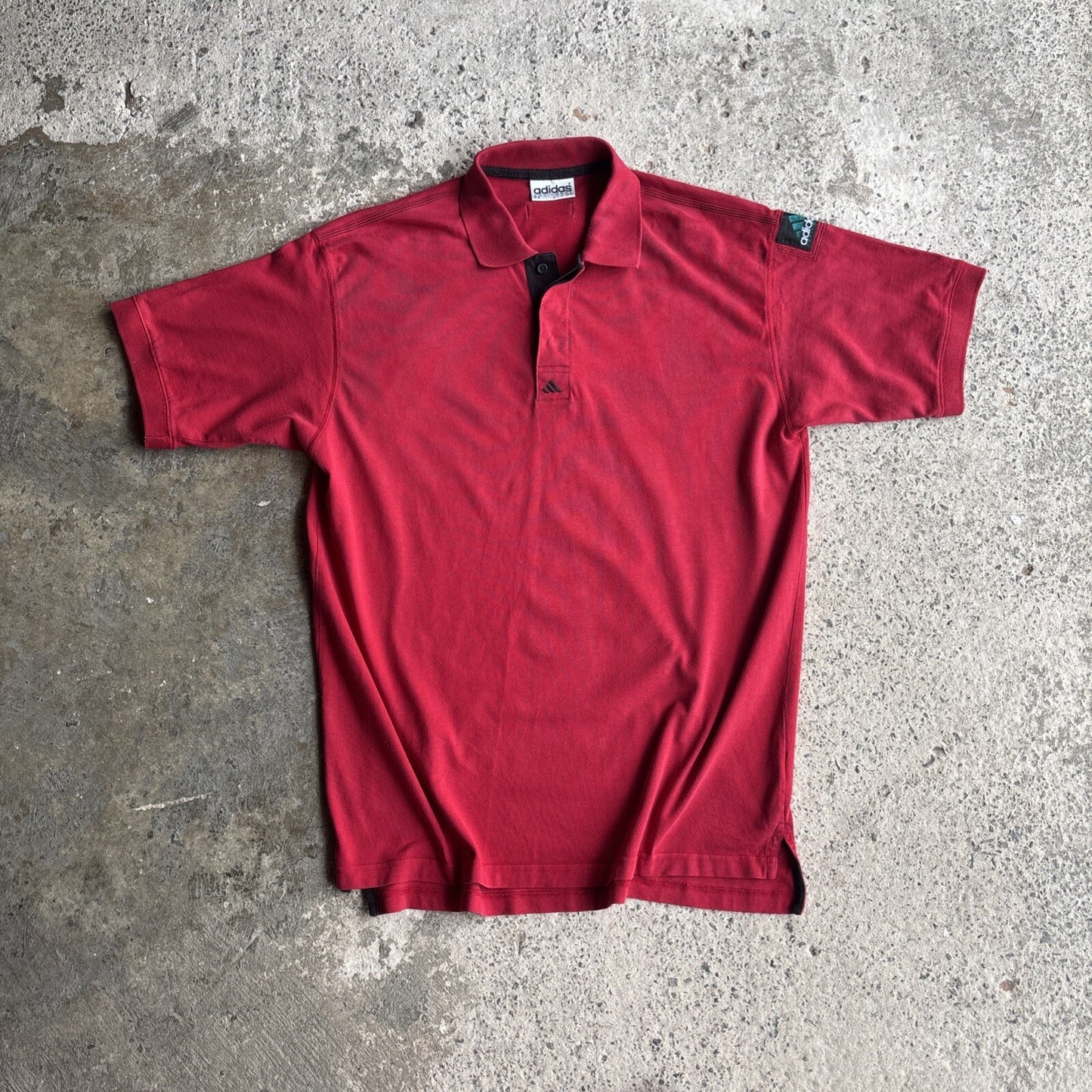 Vintage 90s Red Adidas Button Up Polo Shirt | Size: XL