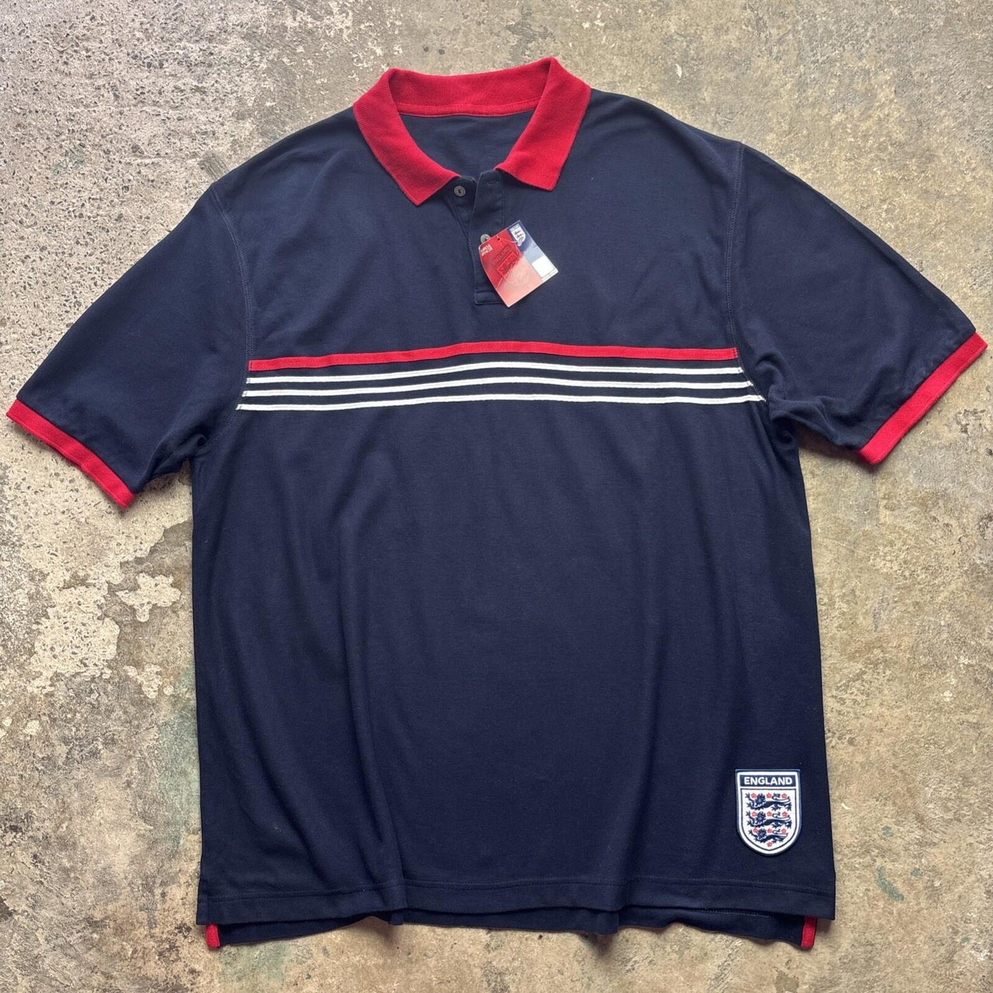 BNWT 00s Marks and Spencer Navy England Football Polo Shirt | XL