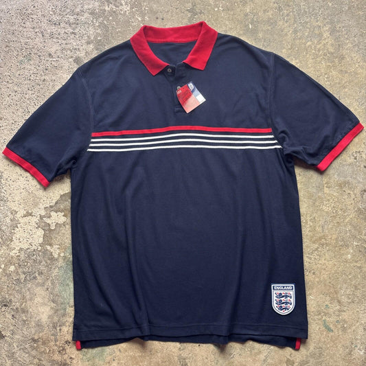 BNWT 00s Marks and Spencer Navy England Football Polo Shirt | XL