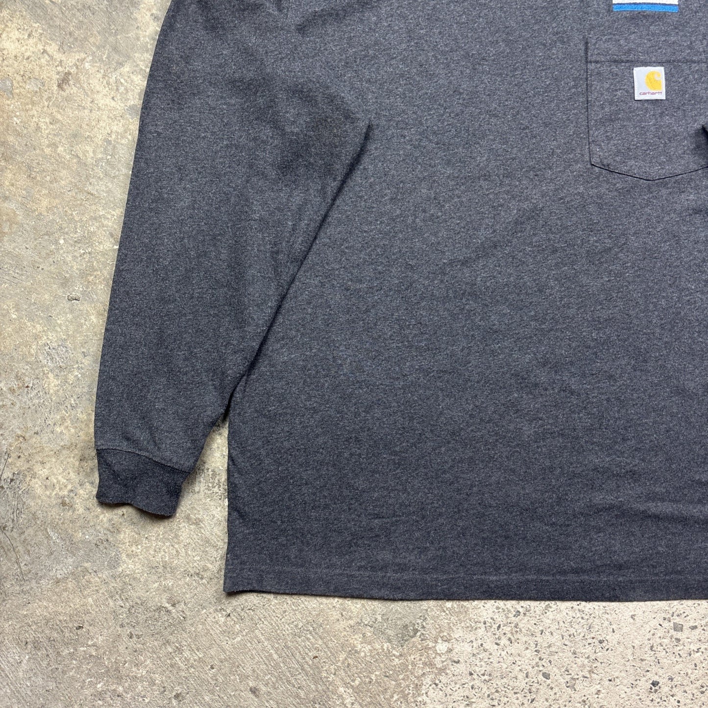 Carhartt Men's Grey Long Sleeve T-Shirt W/ Embroidered Logo | Size: L