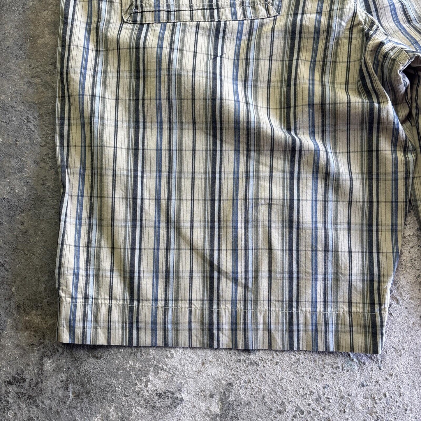 Green & Blue Checkered Lee Cotton Shorts | W36"